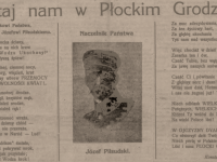 Witaj nam w Płockim Grodzie!, Kurjer Płocki 1921 r., nr 81 z 10 kwietnia, s. 1