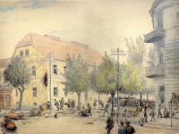 Poraj-Różycki A. - Barykada przy poczcie w 1920 roku / źródło: galeria.plock24.pl