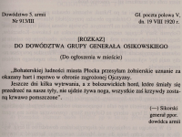 Do dowództwa Grupy gen. Osikowskiego / źródło: Bitwa Warszawska dokumenty operacyjne cz.II . Warszawa 1996