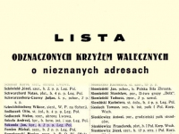 Lista odznaczonych Krzyżem Walecznych o nieznanych adresach. Warszawa 1935